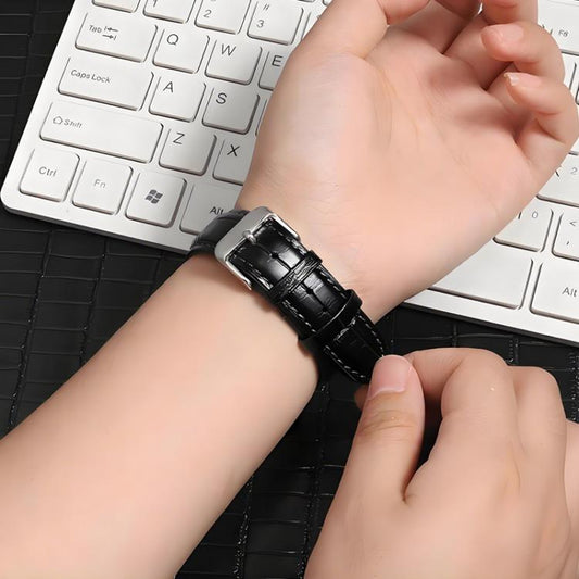 Classic Smartwatch with White Croc-Textured Leather Strap